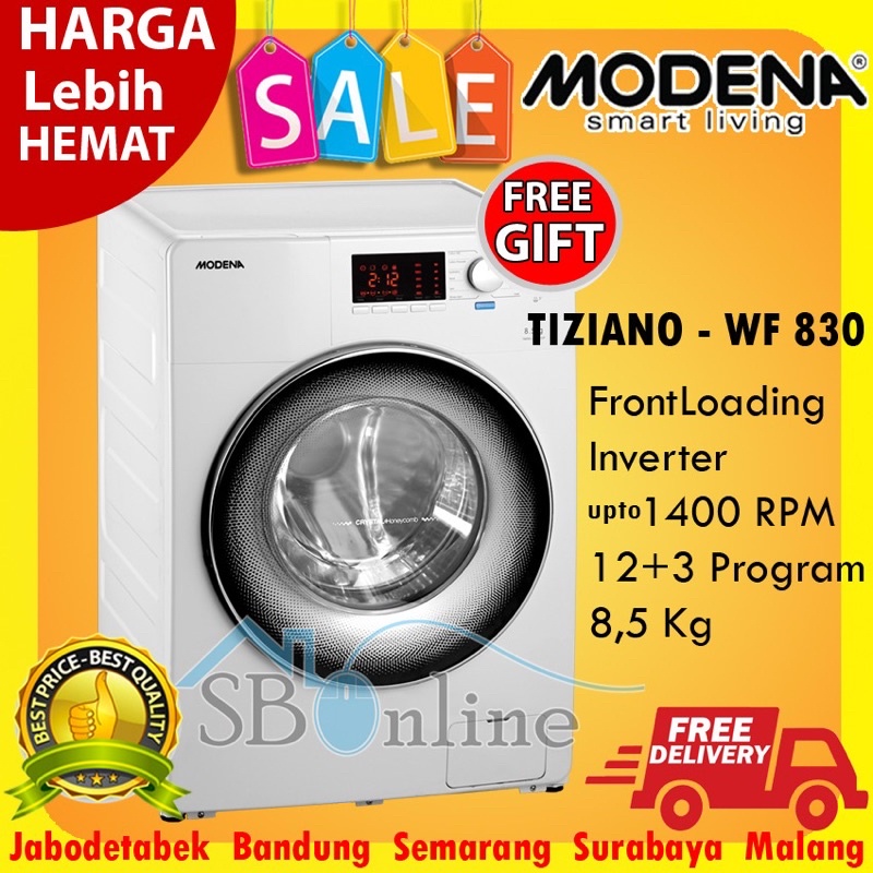 Washing Machine Modena Mesin Cuci Front Loading 8 5 Kg TIZIANO WF 830 Inverter