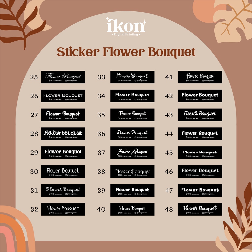 

STICKER FLOWER BOUQUE LANGSUNG TEMPEL UKURAN 2X7 CM / LABEL MEREK / STICKER MEREK BUKAN BORDIR BATCH B