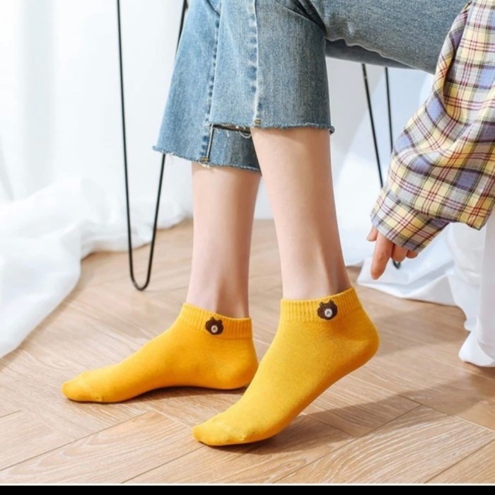 KM06 Kaos Kaki Pendek Wanita BIG BEAR Elastis Import Lucu Murah