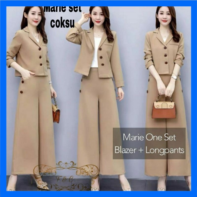 COD Baju Setelan Wanita Trend Kekinian Terbaru 2021/ Stelan Celana One Set Blazer Kerja Kantor Polos