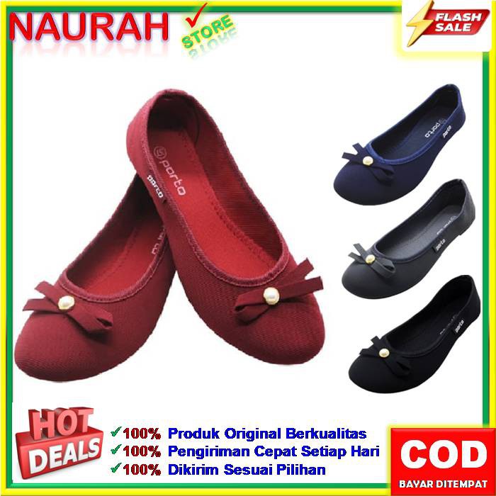 Sepatu Wanita Flatshoes Balet Kain Empuk Porto 100% Original BA 201