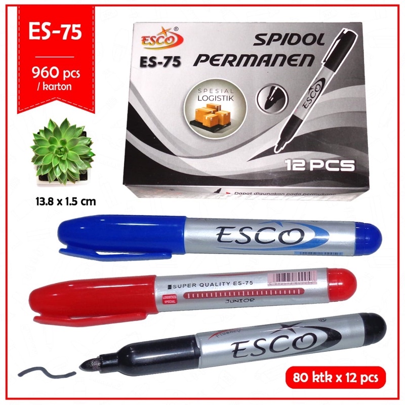 

(6pcs) SPIDOL PERMANEN ESCO / spidol murah