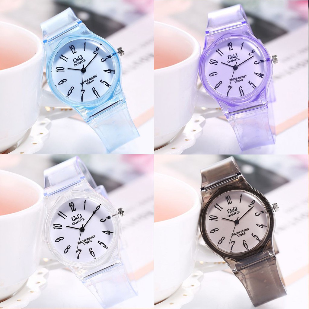 [✅COD] Jam Tangan Q&amp;Q Jelly Transparan Analog Watch Aksesoris Fashion Wanita Cewek Anti Air Murah Couple Original