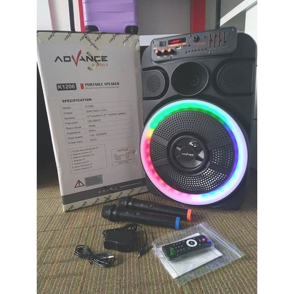 ADVANCE Speaker portable Bluetooth  12&quot; K 1206 - Garansi Resmi 1 Tahun