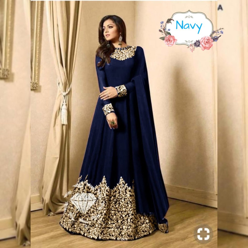 SMARTDN Terbaru Baju India Miss Rani navy baju muslim pesta mewah mx dras vt