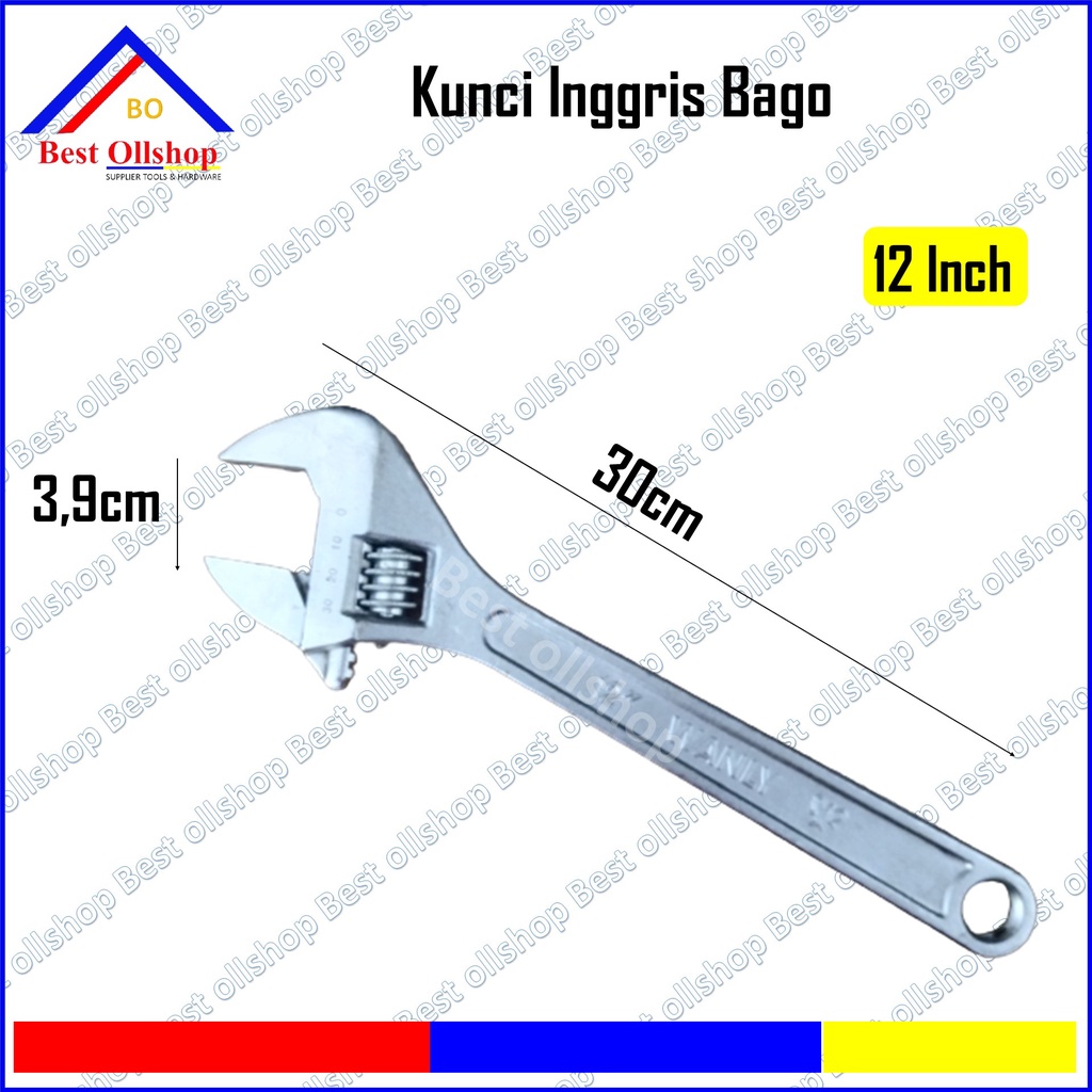 Kunci Bago 12 inch / Kunci Konci inggris Ingris Bako Bagong 12 inch Besar Hex Adjustable Wrench 300 MM RRT