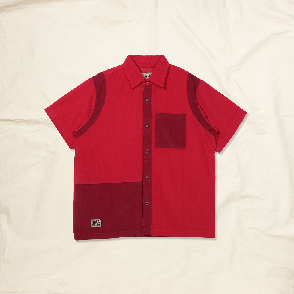 Jimmy and Martin - Corduroy Color Block Shirt Short Sleeve - 3041