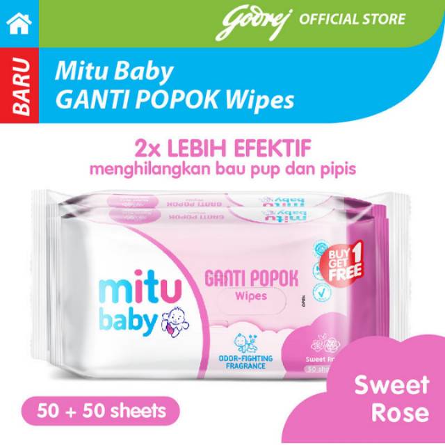 Mitu baby tisu basah ganti popok sweet rose