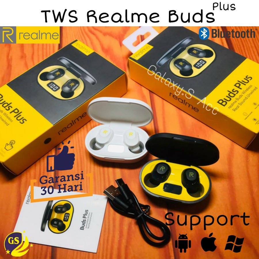 Headset Bluetooth Airdots Realme Buds Plus Wireless Earbuds Touch LED ORIGINAL REALME (Model Touch)