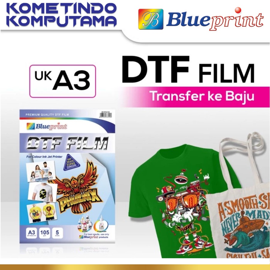 A3 Kertas Transfer Film DTF BLUEPRINT / Digital Transfer Film PET - A3