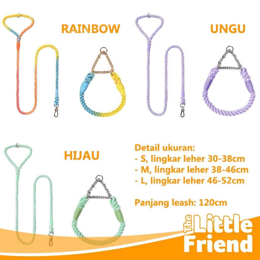 Tali Tuntun Anjing Dog Leash Combo Set Dengan Collar Warna Warni Tebal