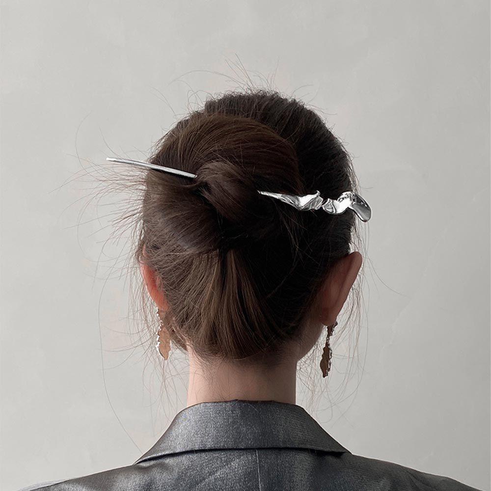 Agustina Wanita Rambut Stik Hiasan Kepala Elegan Untuk Perempuan Geometris Temperamen Logam Garpu Rambut Cina