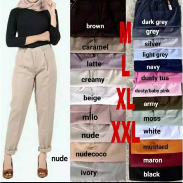 Baggy pants  bahan combed premium M sampai XXL celana wanita terlaris