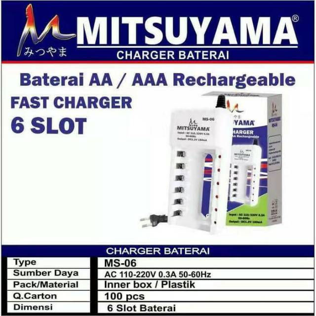 Charger Baterai AA / AAA 6 Slot MITSUYAMA MS-06