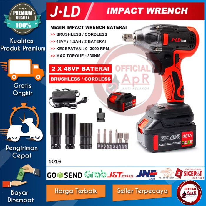 JLD MESIN PEMBUKA BAUT BOR BATERAI CORDLESS IMPACT WRENCH JV88-48V