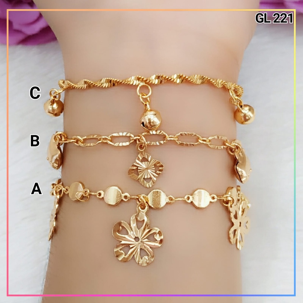 Gelang xuping gelang dewasa jurai spiral mainan bulat cantik perhiasan lapis emas gold GL 221