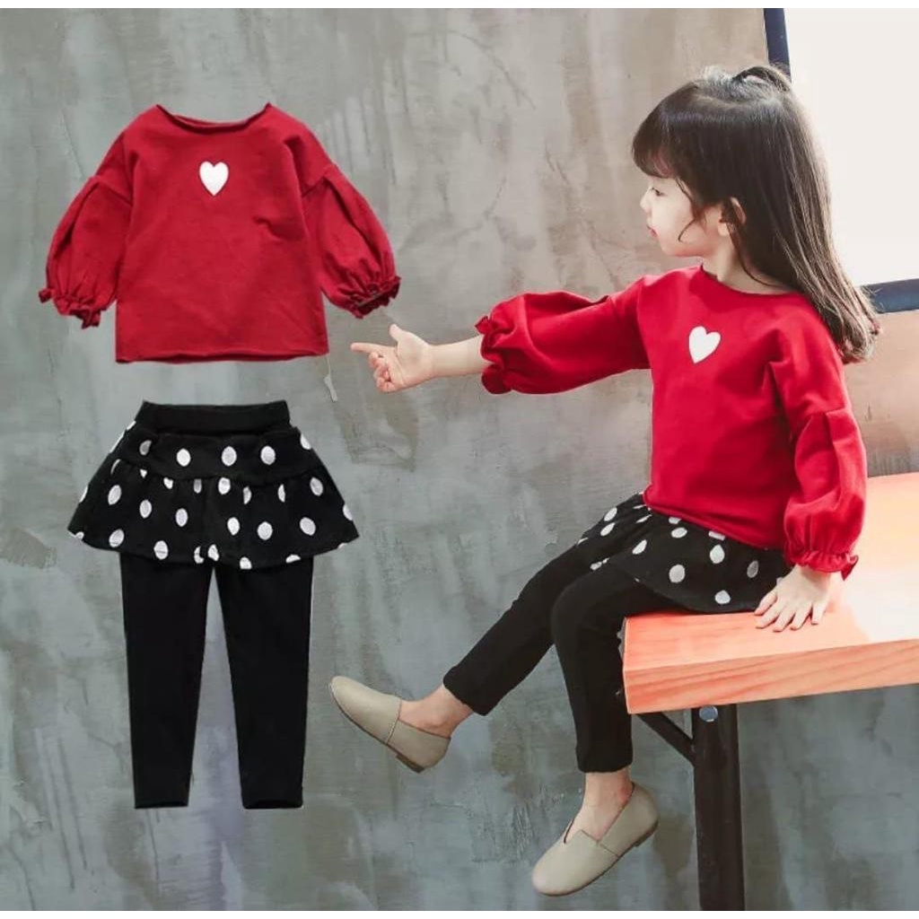 (COD) Set Onde Love / Setelan Anak / Baju Anak /  Setelan Wanita