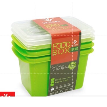 3 Kotak Makan Plastik 1000 ml Victory tersedia / box makan foodgrade