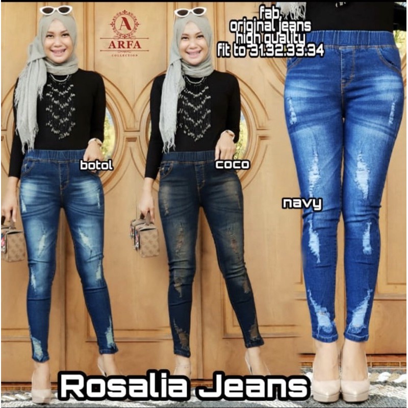 (27-38) ROSALIA JEANS | LEGGING JEANS SOBEK TIDAK TEMBUS