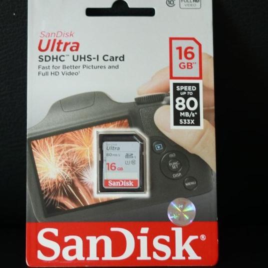 Dijamin Miring harga.. Memori Sandisk SD Ultra - Memory Card Kamera 16 GB - 32GB (80MB/S) - Canon Ni