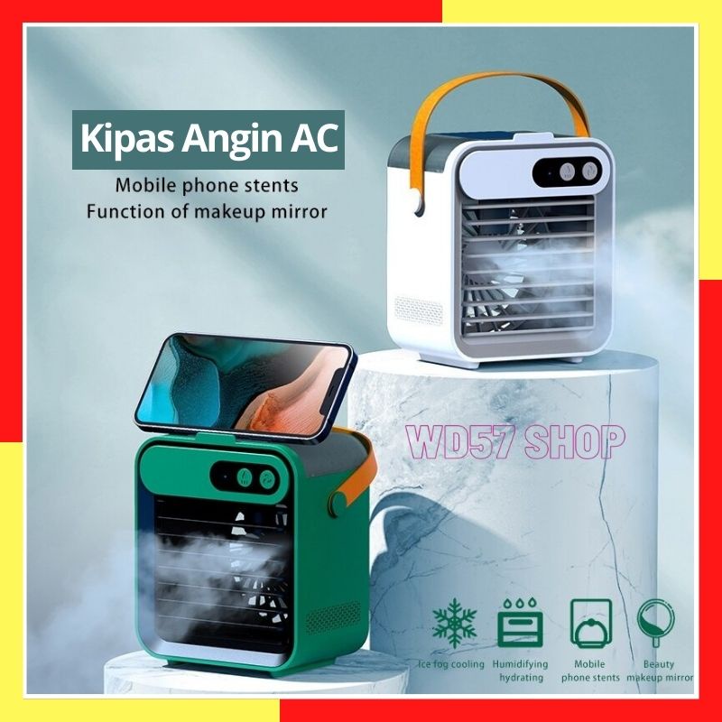 Kipas Angin Duduk Ac Air Cooler mini Portable pendingin Penyejuk Ruangan Kamar Tidur Meja Kerja Bate