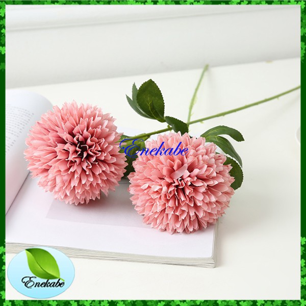 Bisa COD Bunga Krisan Bulat Dekorasi Bunga Artifisial Bunga Dan Daun Palsu Ukuran Besar-5