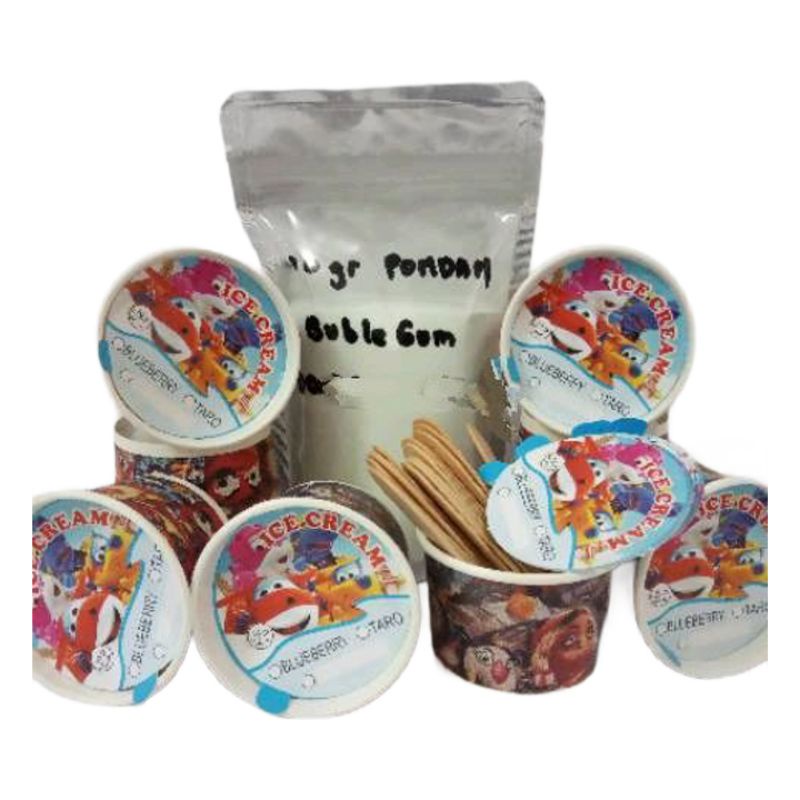 

Paket Usaha Es Krim Lengkap (100gr bubuk es krim + 15cup + 15tutup + 15sendok) / paket hemat es krim
