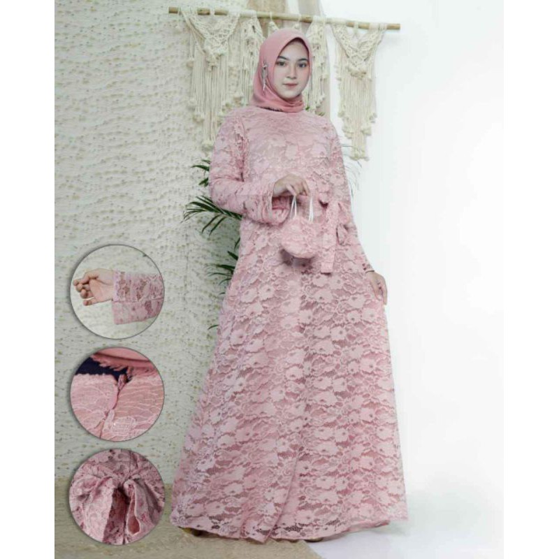 REAL PICT GAMIS BRUKAT /PRODUK ORIGINAL/GAMIS PESTA/DRESS KONDANGAN/BY ASSIFA