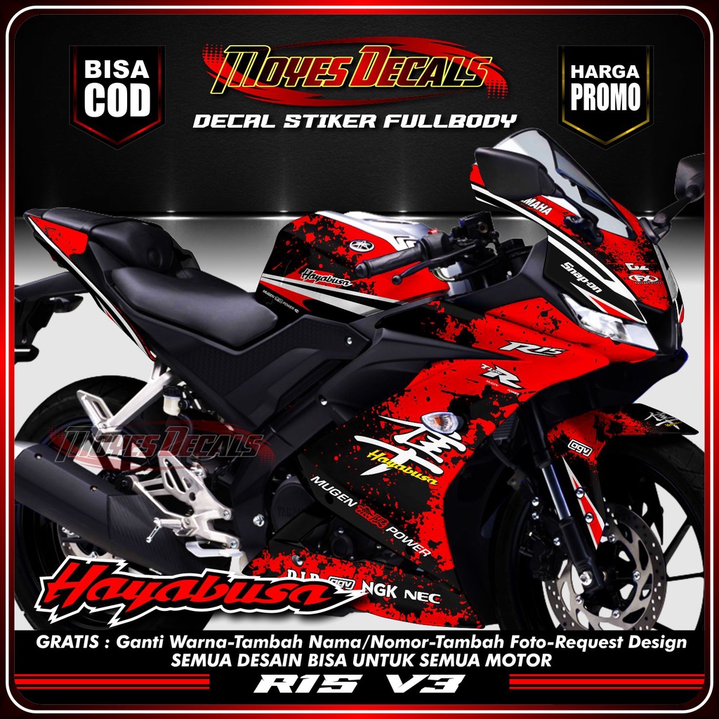 Terbaru stiker decal R15 V3 fullbody decal motor R15 V3 stiker fullbody motor R15 V3 motif hayabusa 