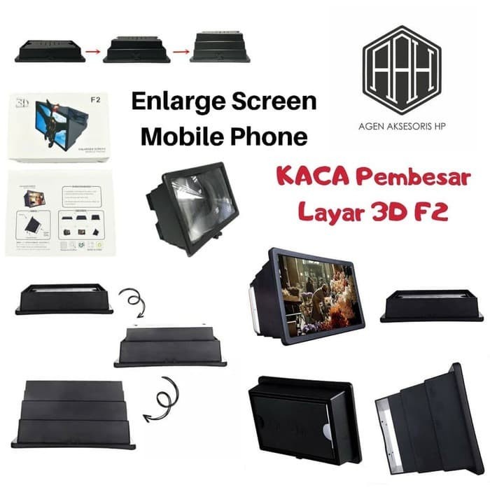 Kaca Pembesar Proyeksi Layar HP Smartphone 3D Enlarge Enlarge Screen Mobile Phone F2