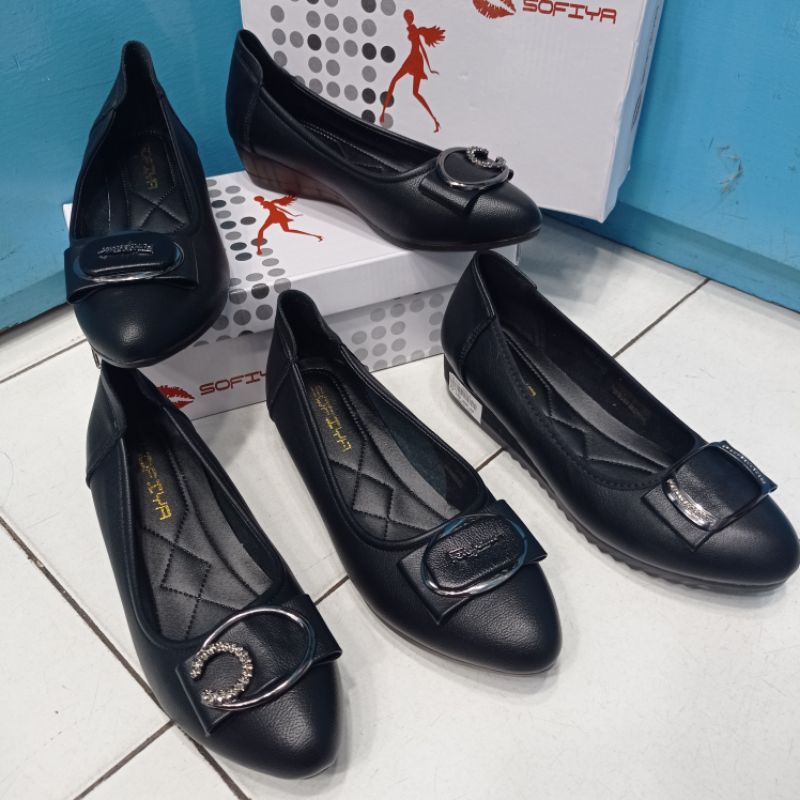 Sepatu wedges wanita sofiya import khusus hitam