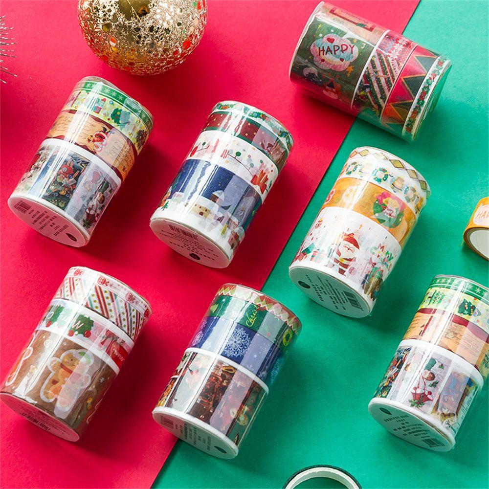 PINEAPPLE Nanas 4pcs Tape Perekat Hand Akun Diary Scrapbooking Kartun Alat Tulis Merry Christmas.Ng Tape