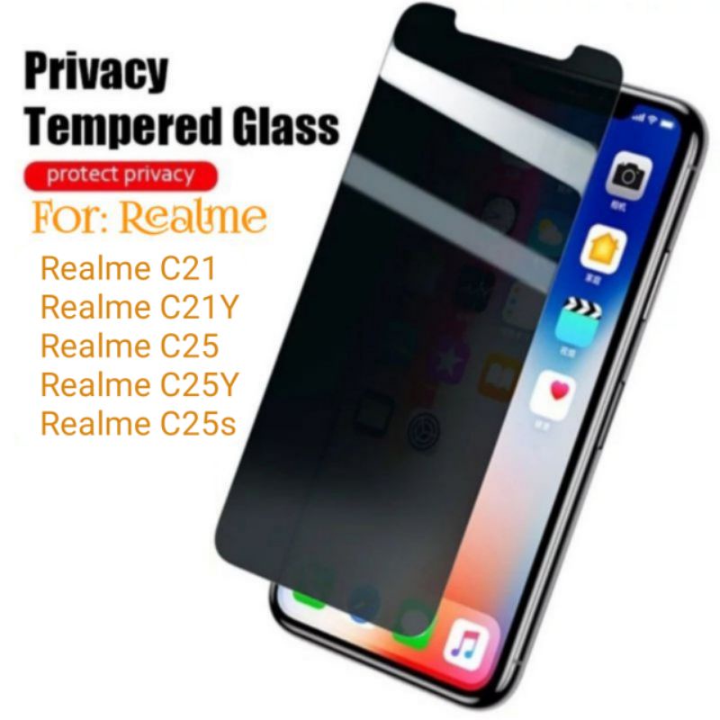 Antigores Realme C21 C21Y C25 C25Y C25s Tempered Glass SPY Screen Guard protector TG pelindung layar