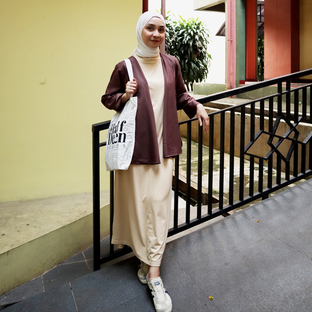 Ahlami-Iner Inner Dress Span Tanpa Lengan Gamis Panjang Spandex Premium Manset Long Dress Tanpa Leng