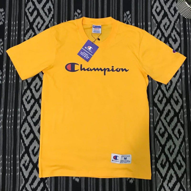BAJU KAOS DISTRO CHAMPION F BESAR KUNING