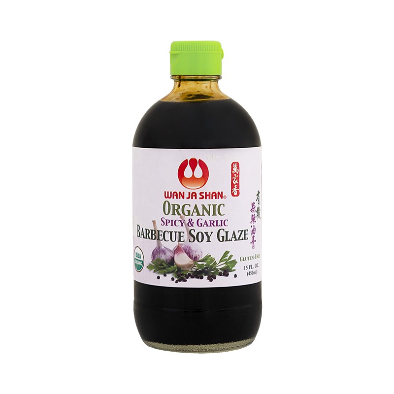 

Wan Ja Shan ORGANIC Spicy & Garlic Barbecue Soy Glaze Sauce Saus Barbekyu BBQ Organik USA Food Grill