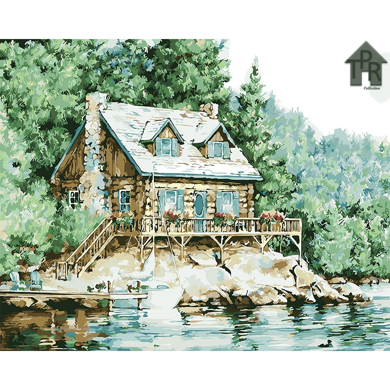DIY - Set Melukis / painting by number kit - VILLAGE 40x50cm. part-1