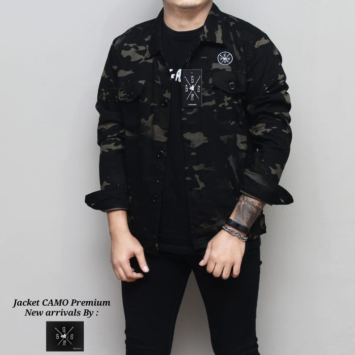 solusi Jacket Camo Premium BGSR - Hitam, L Diskon