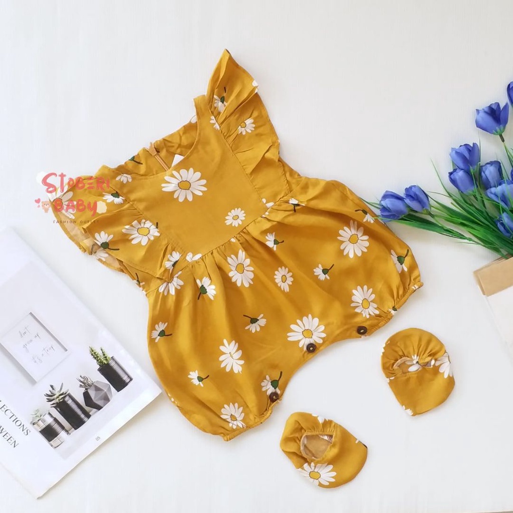 PUNCAK 3.3 stoberi baby - BBB JUMPSUIT ZEELAA setelan anak perempuan jumper bayi motif bunga lucu free sarung kaki PART 2