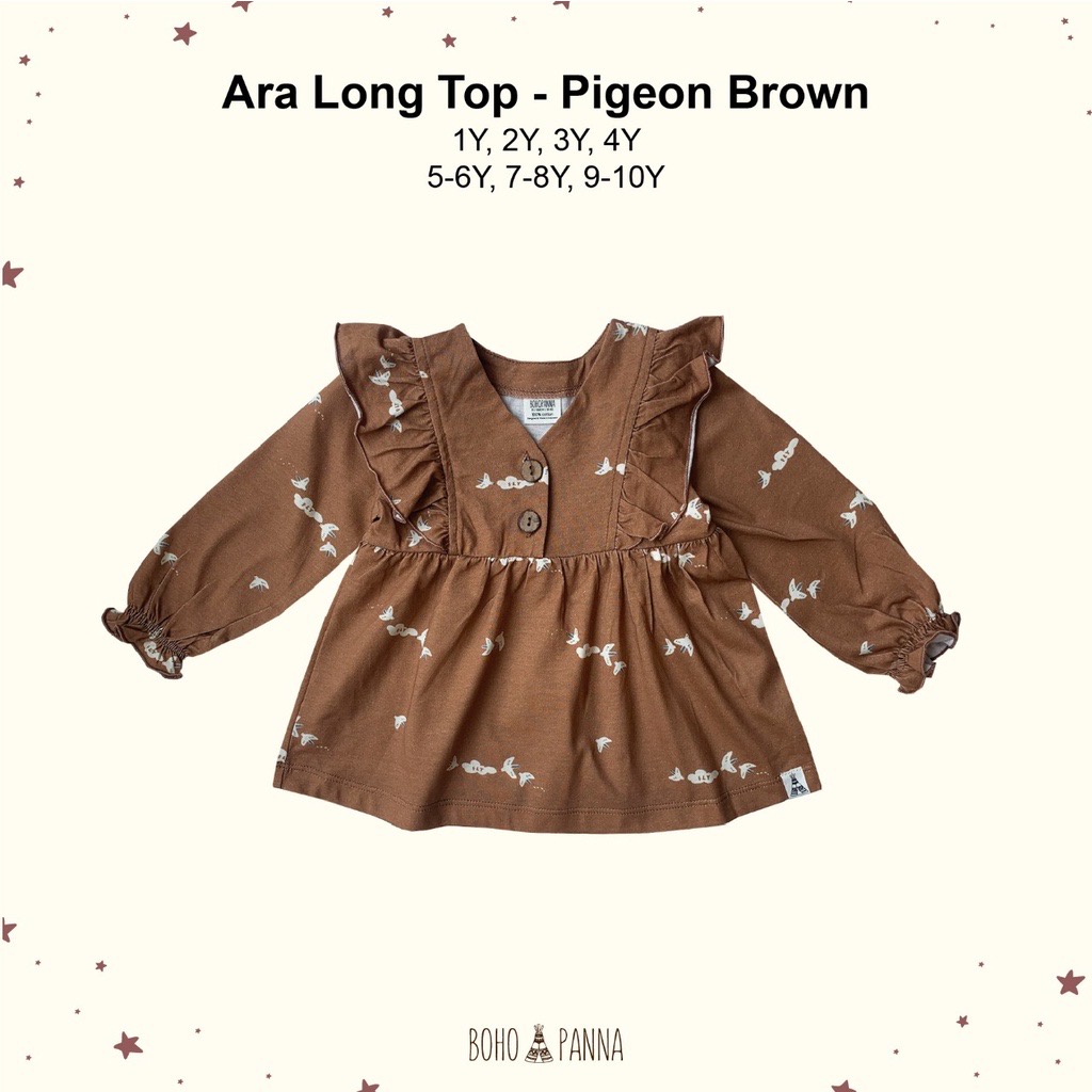 BOHOPANNA | BOHOBABY - LONG ARA TOP - Atasan Anak Bayi-PIGEON BROWN