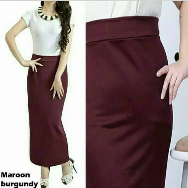 Rok Span Scuba Pencil Skrirt Basic Polos Allsize