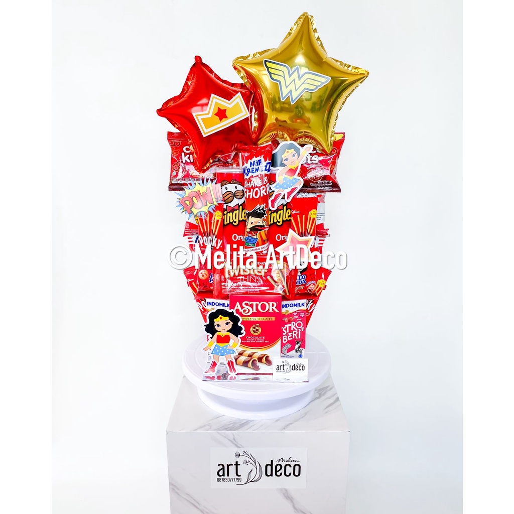 

Snack Tower Tema Wonder Women | Gift Birthday | Set Hadiah & Hampers Makanan