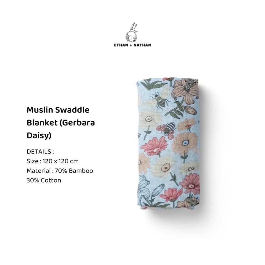 Ethan + Nathan - Baby Swaddle Blanket Pattern Gerbara Daisy