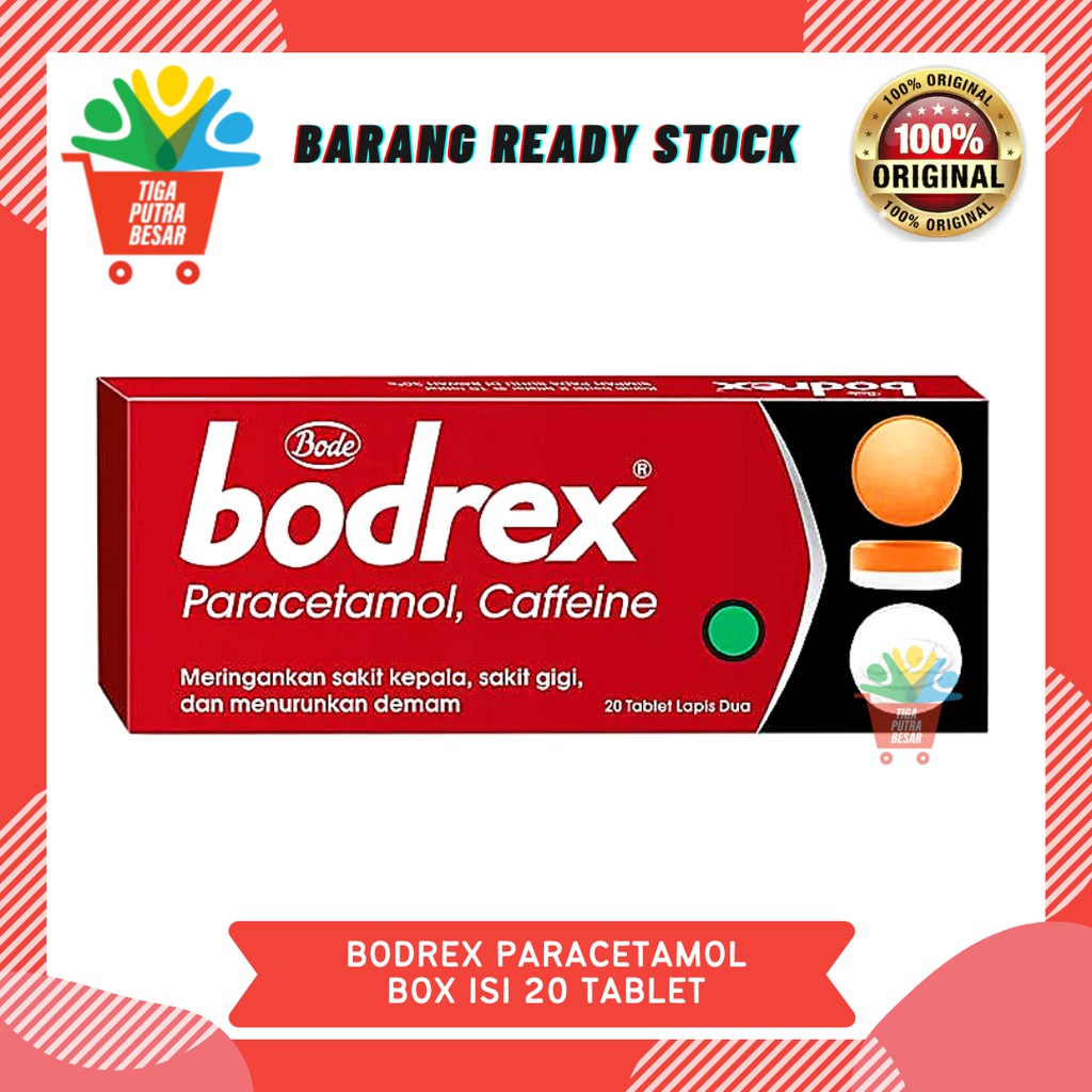 BODREX PARACETAMOL OBAT SAKIT KEPALA BOX 2 STRIP ISI 20 TABLET