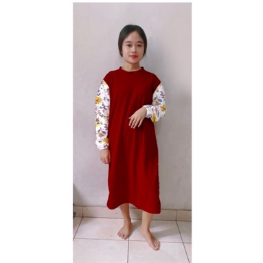 DRESS MIDI / TUNIK LENGAN PANJANG COMBI MOTIF BUNGA