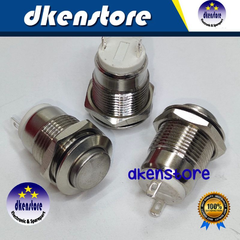 Push On Besi 12mm stainless metal switch tombol button momentarry