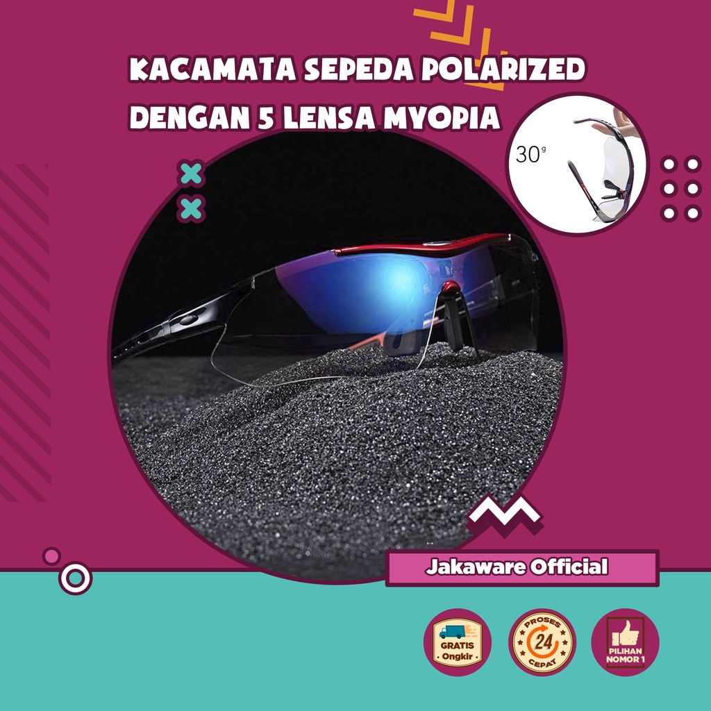 KACAMATA SEPEDA POLARIZED DENGAN 5 LENSA MYOPIA SPEDAH SPEDA SEPEDAH OLAHRAGA PRIA WANITA COWOK CEWE