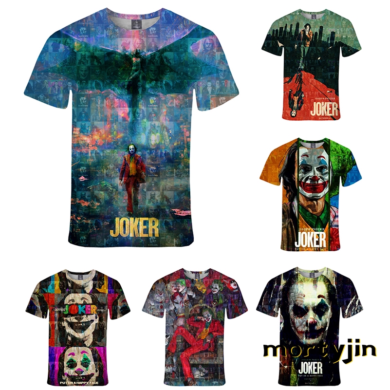 Terbaru 3D Dicetak Kaos Clown Joker Mosaik Ribu Peta Pencitraan Desain Kasual T Shirt