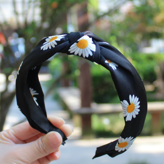 OVERFLOWS.ID Bando Korea Style Bandana Wanita Motif Bunga Daisy Bando Simpul