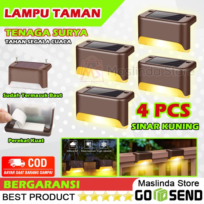 Jual Lampu Taman Pagar Hias Halaman Tenaga Surya Solar Cell Panel Set 4